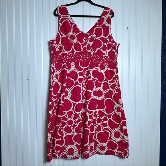 Boden Dresses & Skirts - Boden Pink White Floral Alfani Floral Dress V-neckline sleeveless cotton 18L